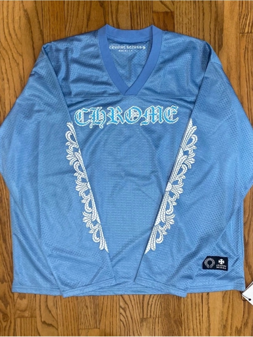 Chrome Hearts Light Blue Mesh Long Sleeve Jersey Size Small